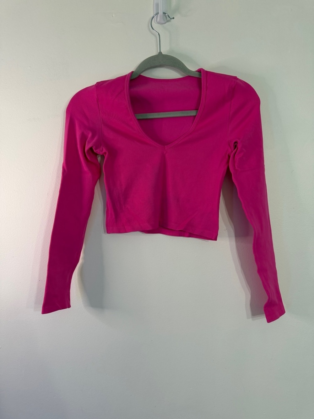 OQQ Hot Pink Long Sleeve Crop Top